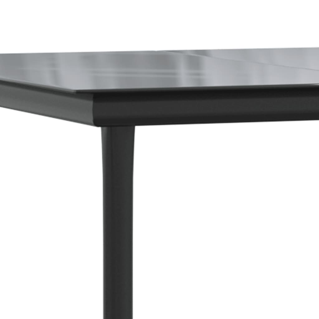 5 Piece Garden Dining Set Grey And Black Poly Rattan And Steel
