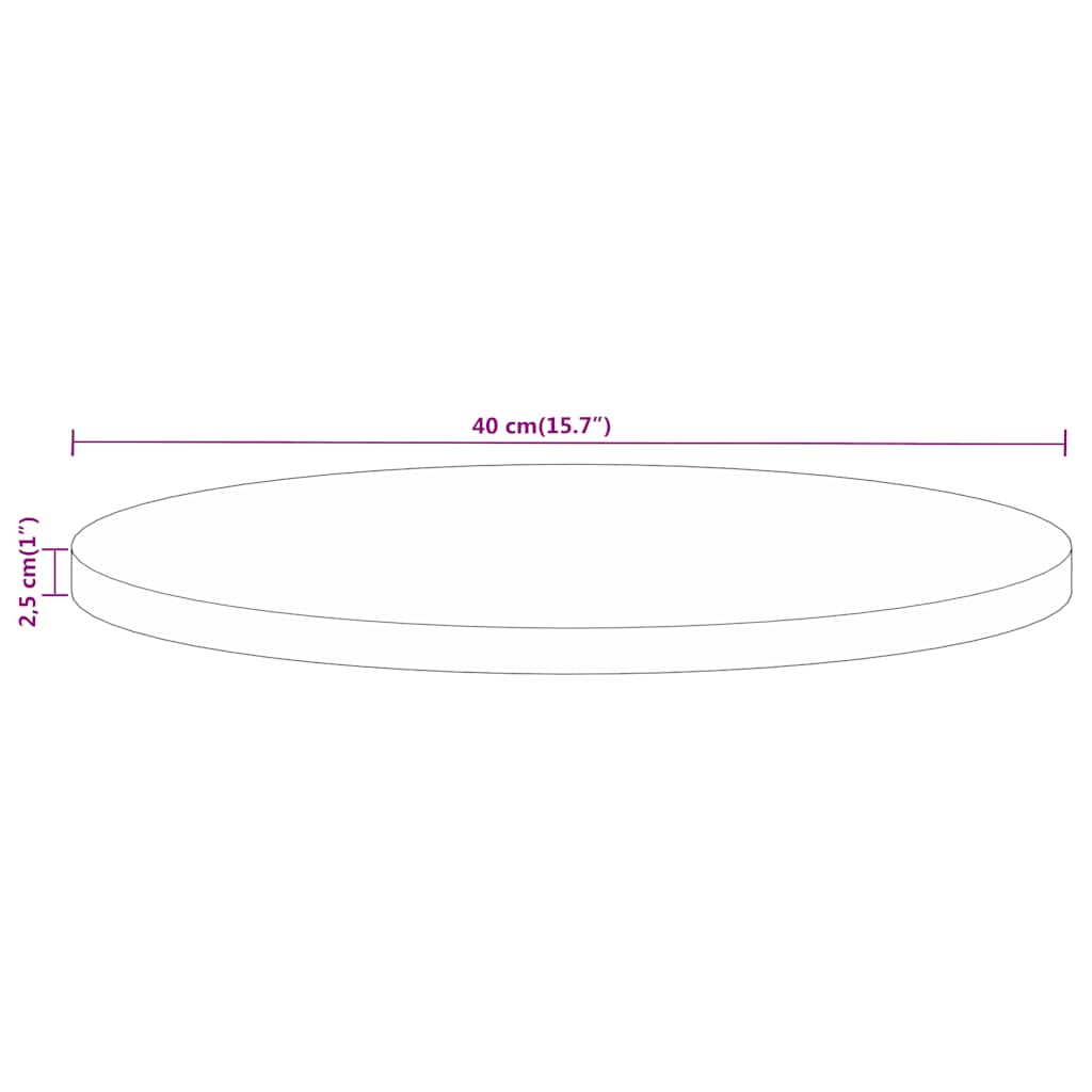 Table Top Ø 40X2.5 Cm Round Solid Wood Reclaimed