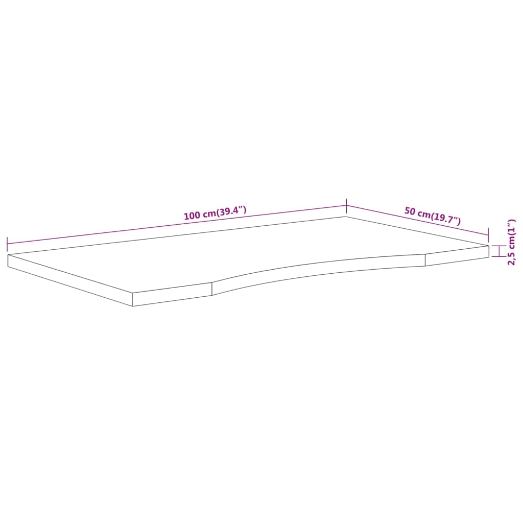 Table Tops Desk Top 100X50X2.5 Cm Rectangular Solid Wood Acacia LED 100 cm