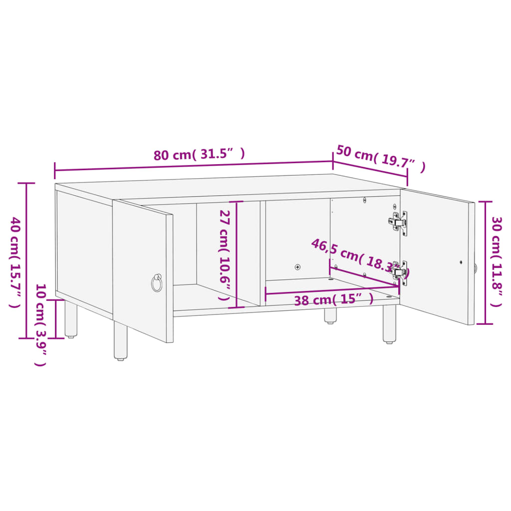 Coffee Table 80X50X40 Cm Solid Wood Mango