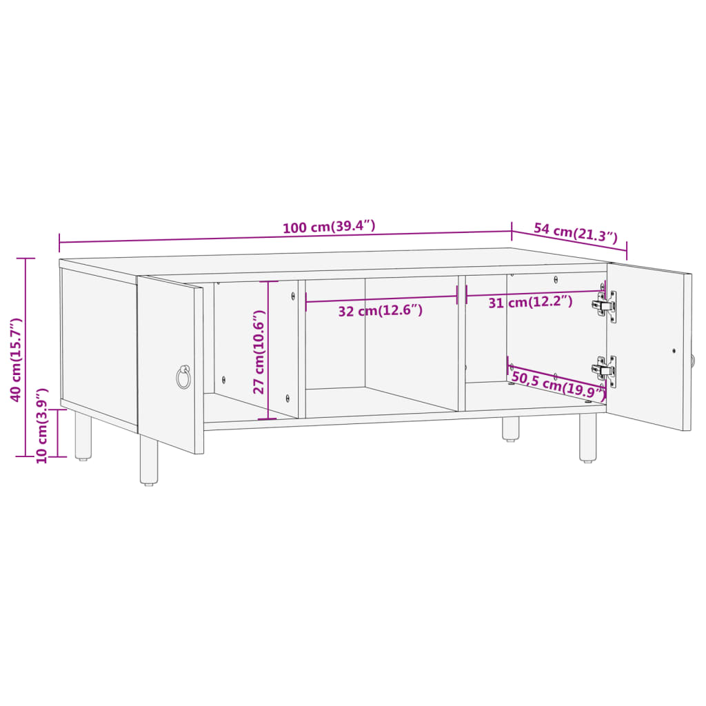 Coffee Table 100X54X40 Cm Solid Wood Mango