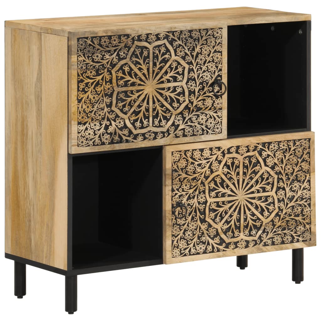 Sideboard Side Cabinet 80X33X75 Cm Solid Wood Mango engineered wood iron 80 cm