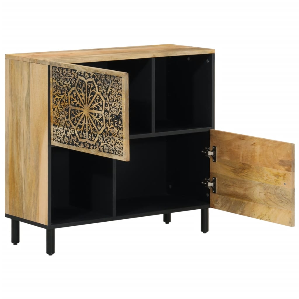 Sideboard Side Cabinet 80X33X75 Cm Solid Wood Mango engineered wood iron 80 cm