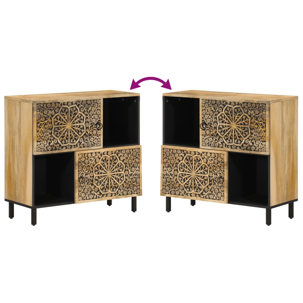 Sideboard Side Cabinet 80X33X75 Cm Solid Wood Mango engineered wood iron 80 cm