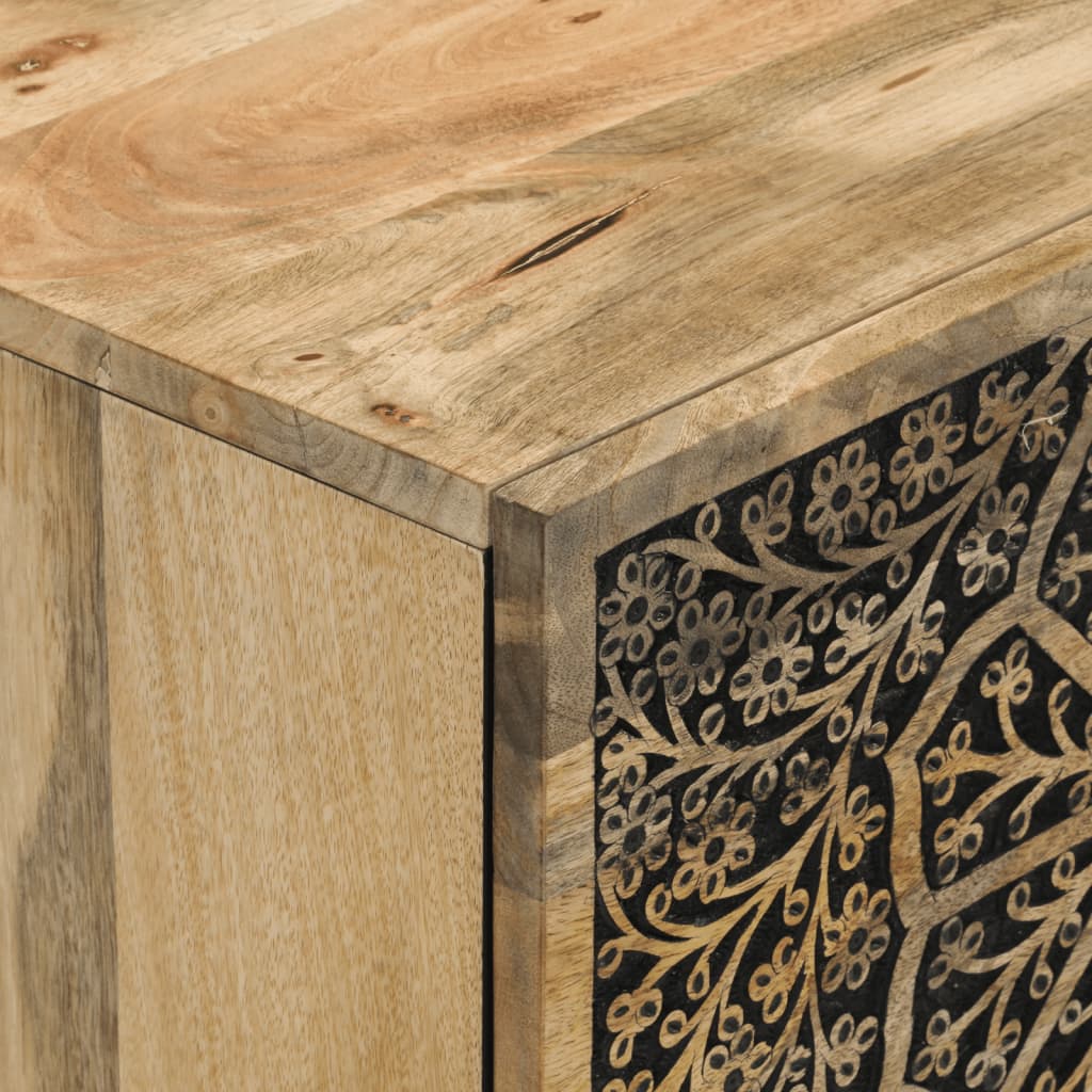 Sideboard Side Cabinet 80X33X75 Cm Solid Wood Mango engineered wood iron 80 cm