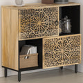 Sideboard Side Cabinet 80X33X75 Cm Solid Wood Mango engineered wood iron 80 cm