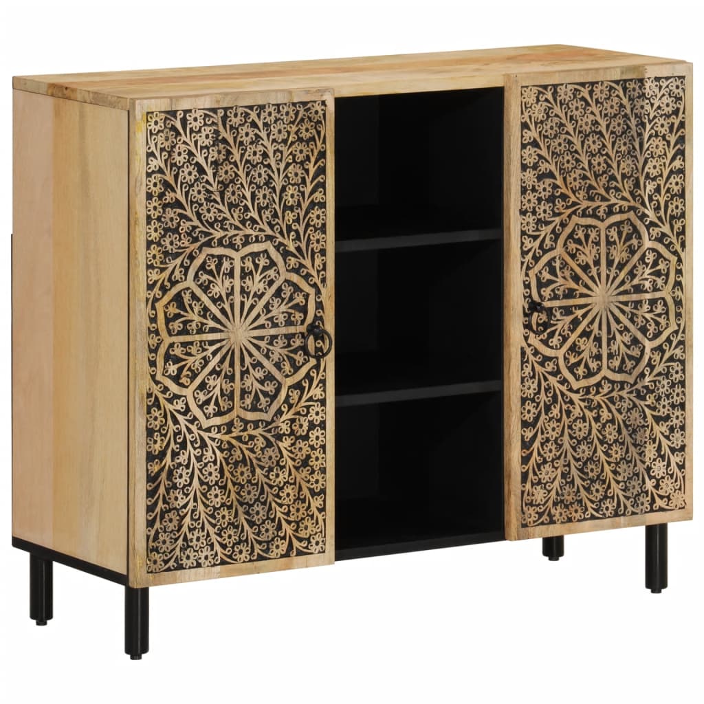 Sideboard Side Cabinet 90X33X75 Cm Solid Wood Mango engineered wood iron 90 cm