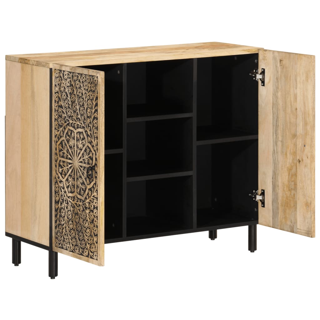 Sideboard Side Cabinet 90X33X75 Cm Solid Wood Mango engineered wood iron 90 cm