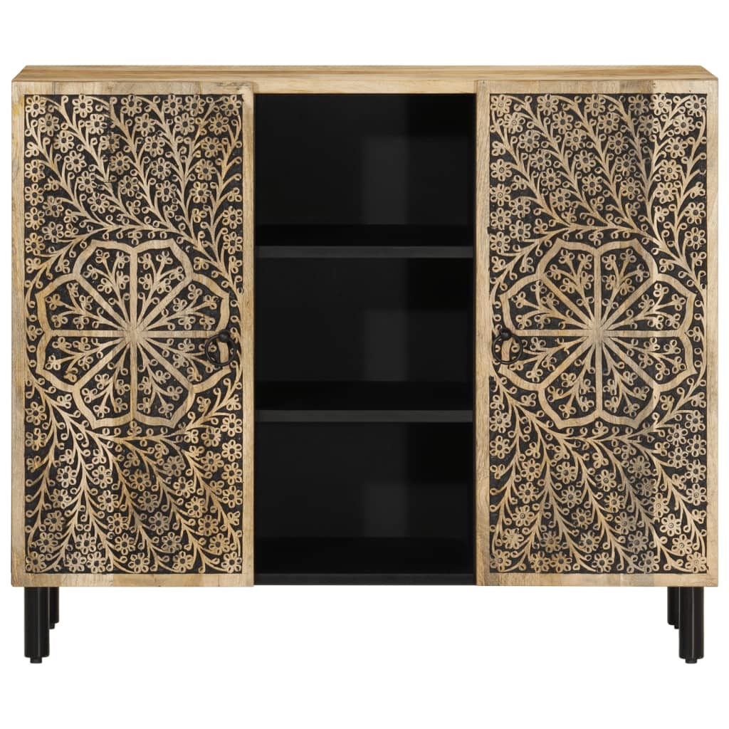 Sideboard Side Cabinet 90X33X75 Cm Solid Wood Mango engineered wood iron 90 cm