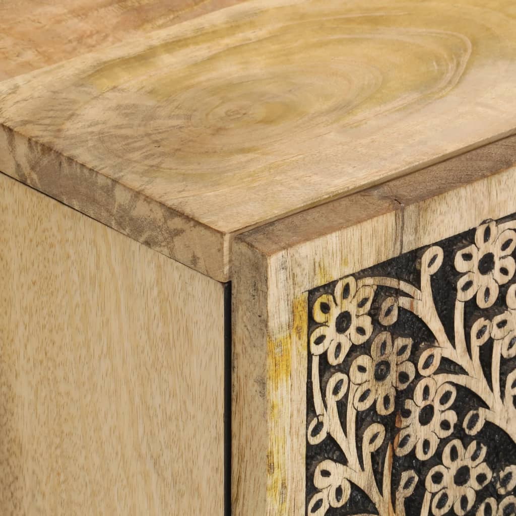 Sideboard Side Cabinet 90X33X75 Cm Solid Wood Mango engineered wood iron 90 cm