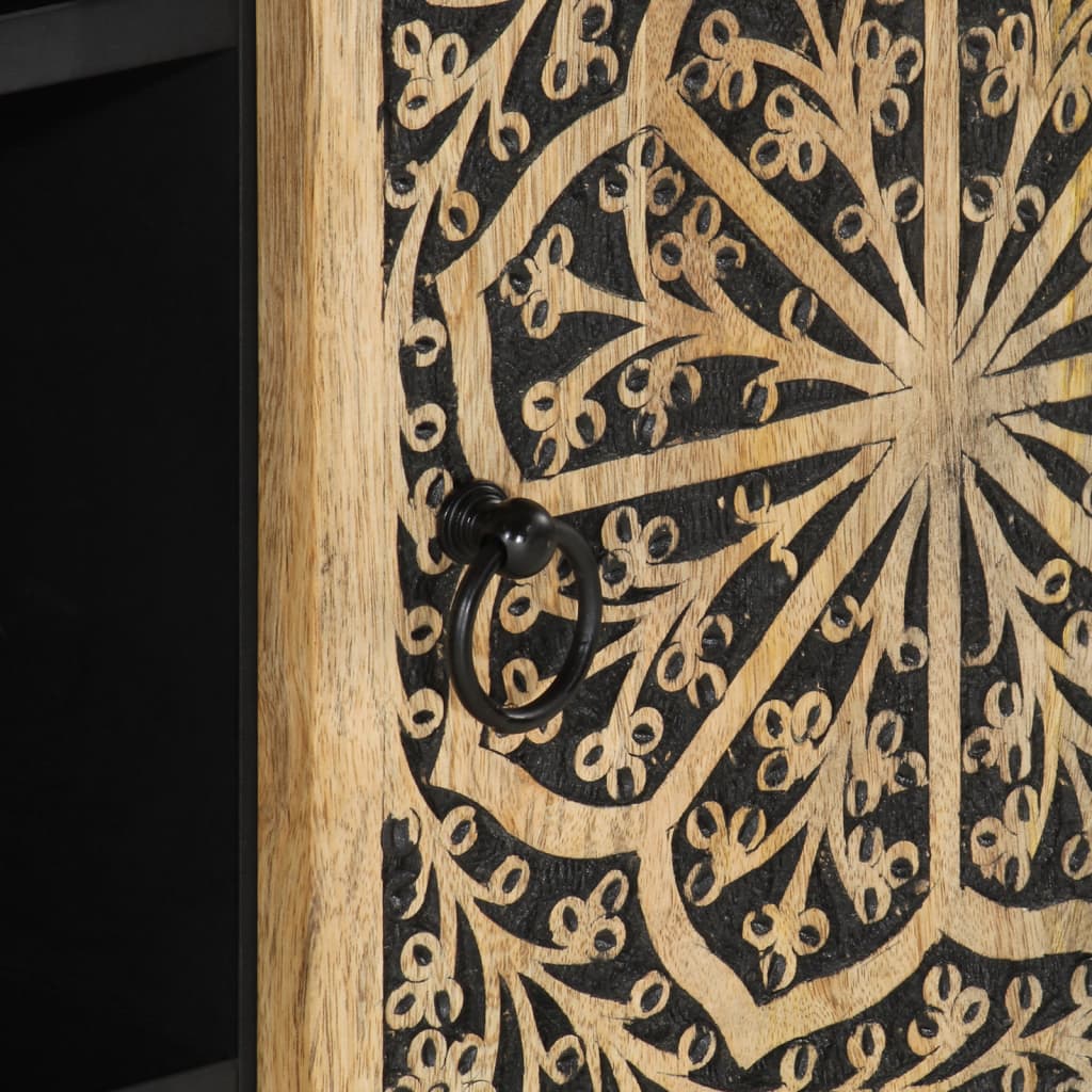 Sideboard Side Cabinet 90X33X75 Cm Solid Wood Mango engineered wood iron 90 cm