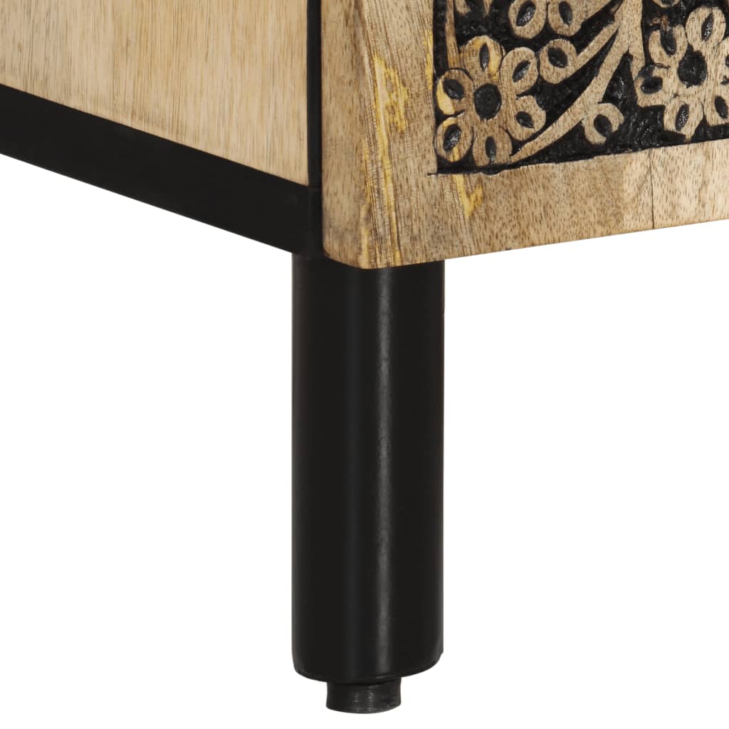 Sideboard Side Cabinet 90X33X75 Cm Solid Wood Mango engineered wood iron 90 cm