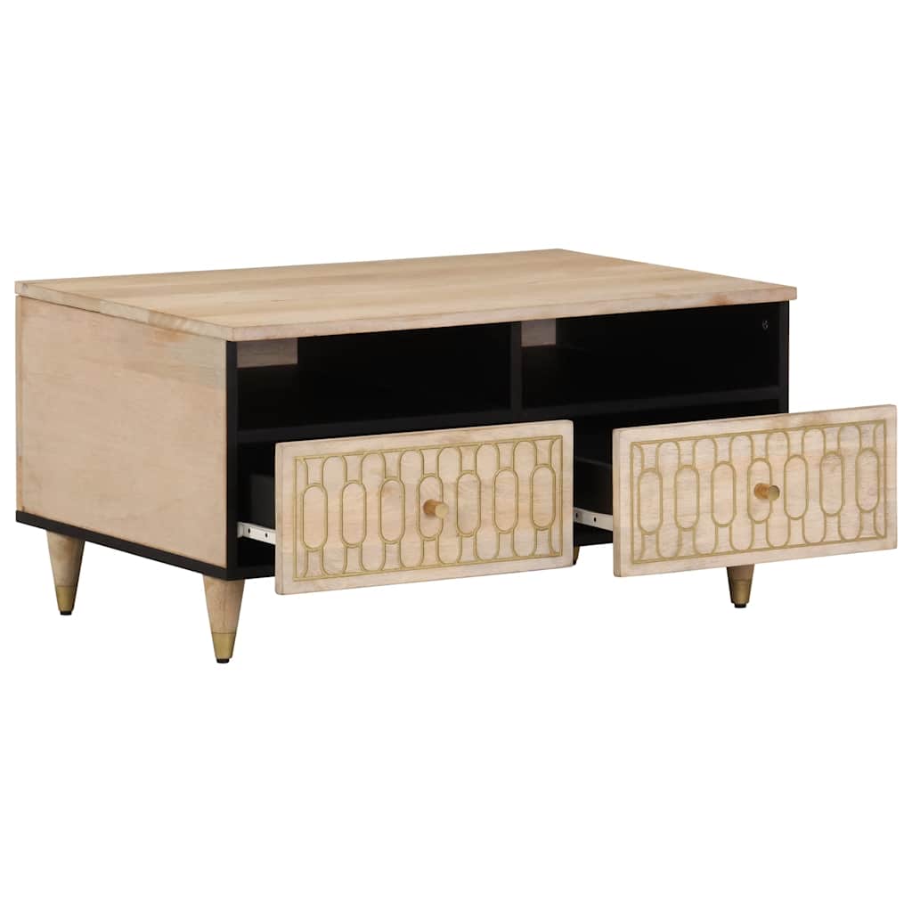 Coffee Table 80X54X40 Cm Solid Wood Mango Black Brown Honey Brown 80 Cm Brown 80