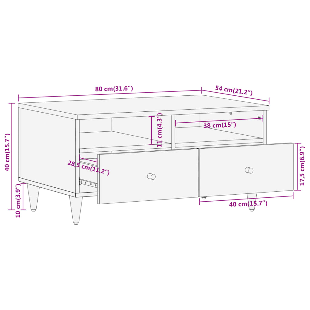 Coffee Table 80X54X40 Cm Solid Wood Mango