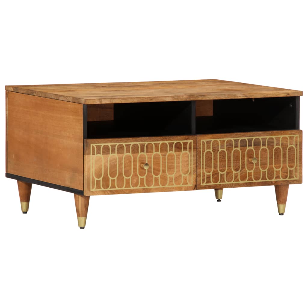 Coffee Table 80X54X40 Cm Solid Wood Mango Black Brown Honey Brown 80 Cm Brown 80