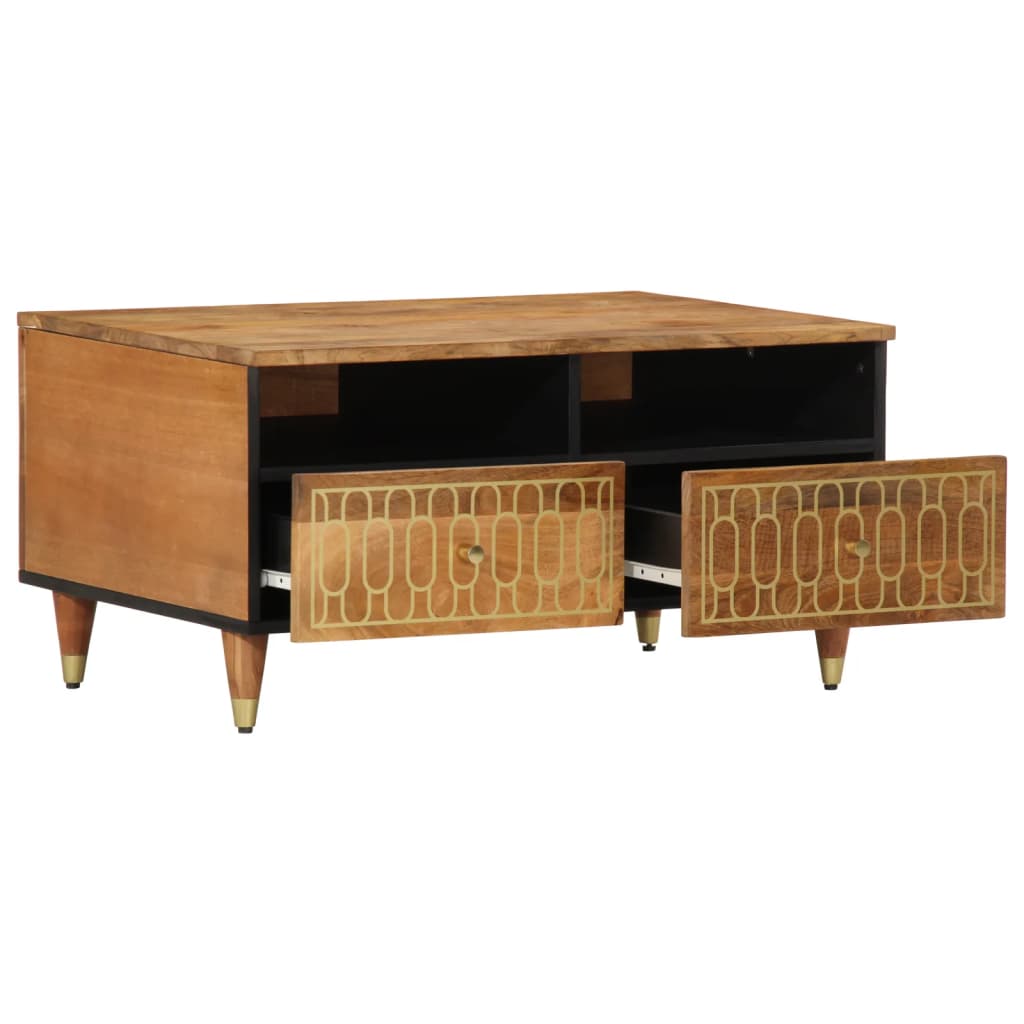 Coffee Table 80X54X40 Cm Solid Wood Mango Black Brown Honey Brown 80 Cm Brown 80
