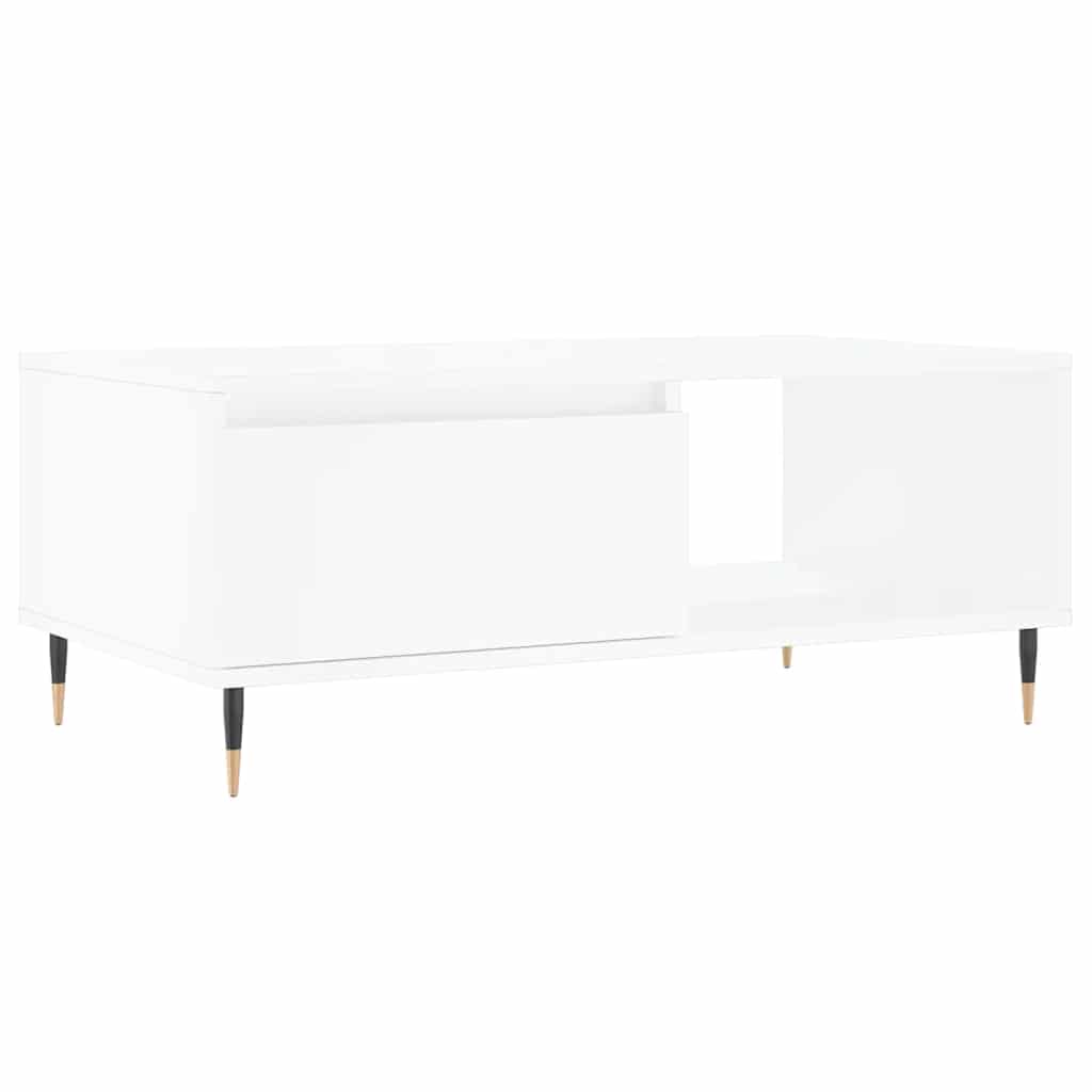 Coffee Table Smoked Oak Drawer Storage Living Room 90x50cm white Engineered wood