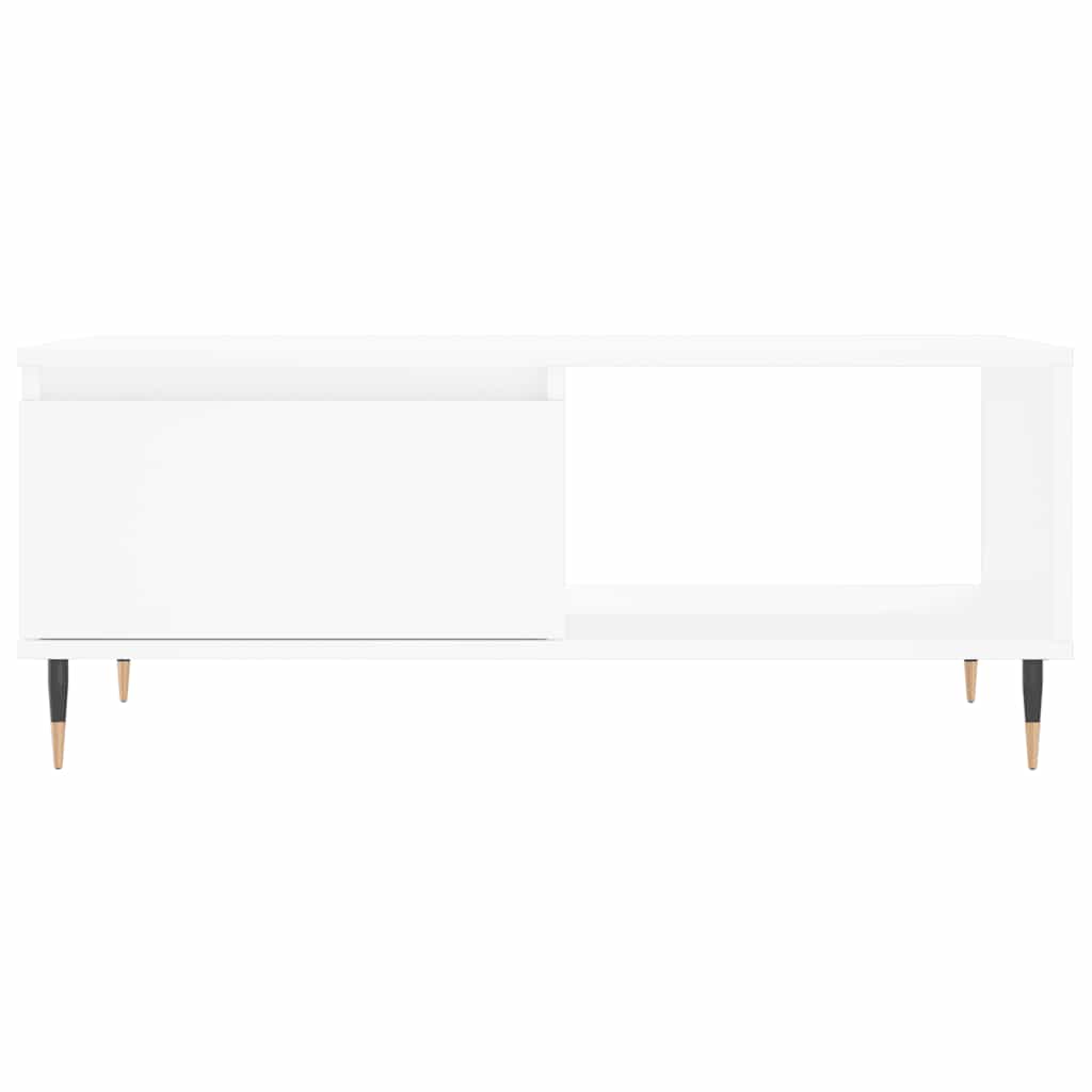 Coffee Table Smoked Oak Drawer Storage Living Room 90x50cm white Engineered wood