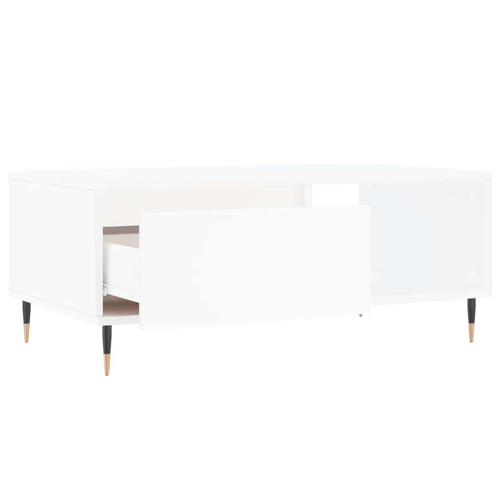 Coffee Table Smoked Oak Drawer Storage Living Room 90x50cm white Engineered wood