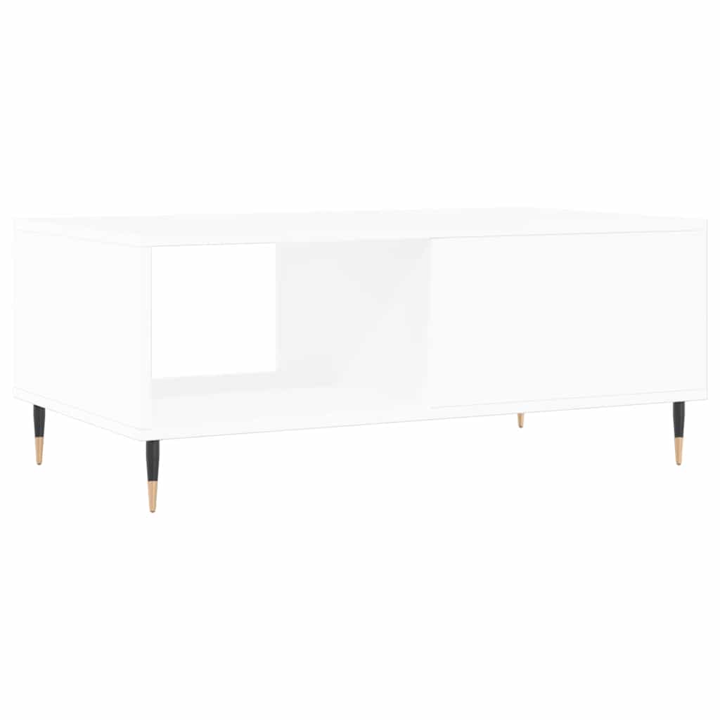 Coffee Table Smoked Oak Drawer Storage Living Room 90x50cm white Engineered wood