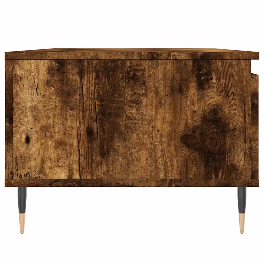Coffee Table Smoked Oak Drawer Storage Living Room 90x50cm white Engineered wood