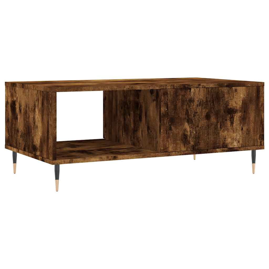 Coffee Table Smoked Oak Drawer Storage Living Room 90x50cm white Engineered wood