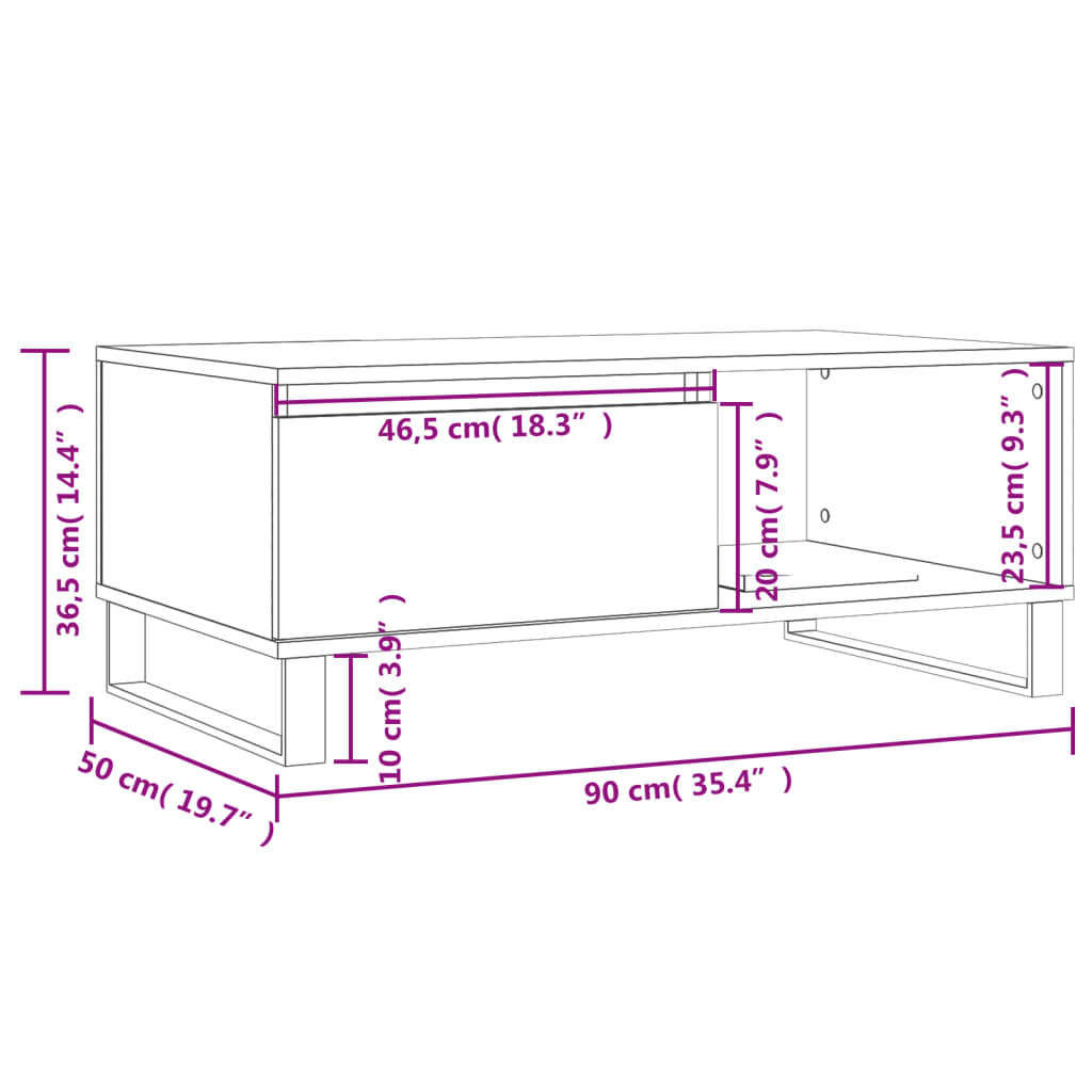 Coffee Table 90X50X36.5 Cm Engineered Wood
