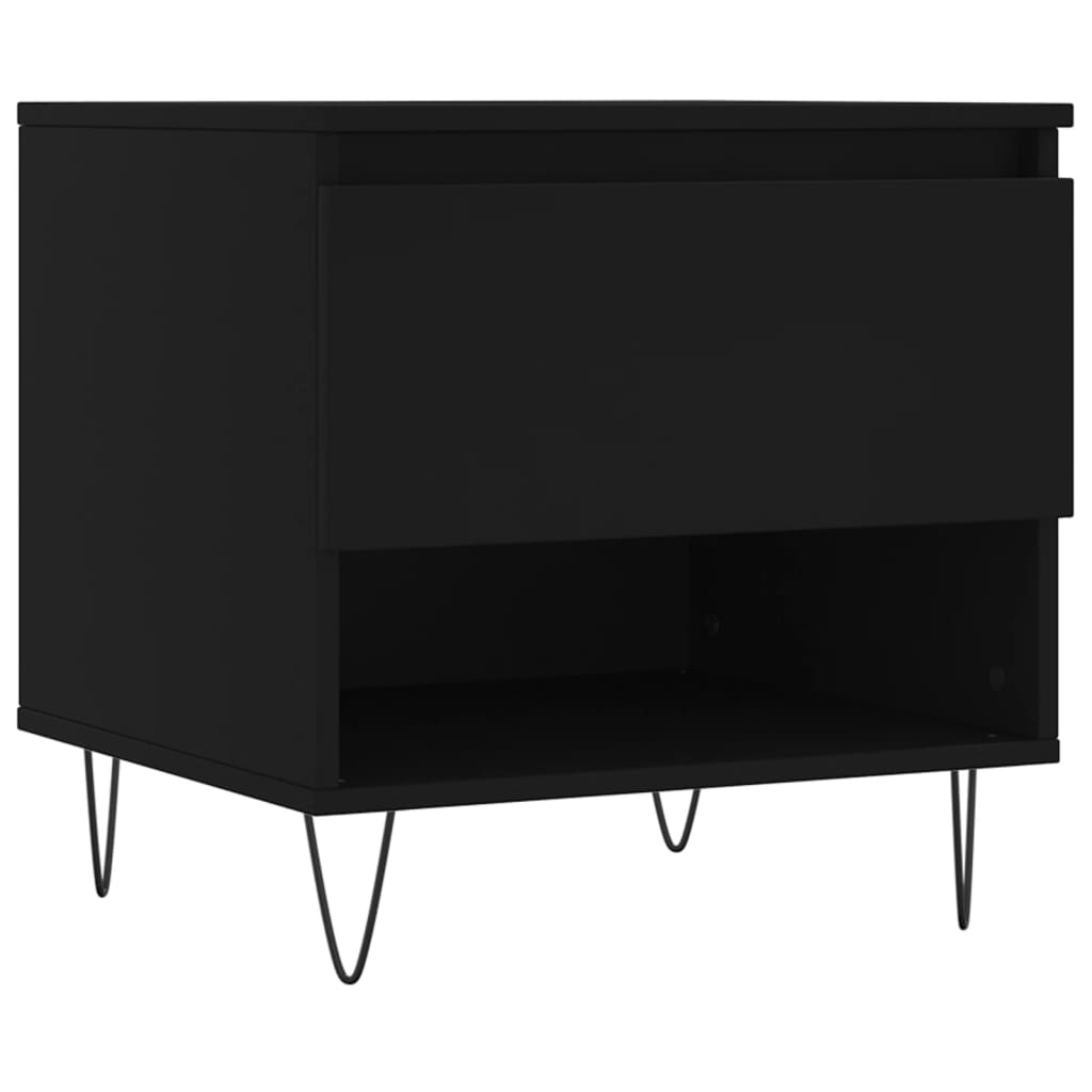 Coffee Table Black Side Drawer Storage Cabinet Bedside 50X46Cm Concrete Grey 50
