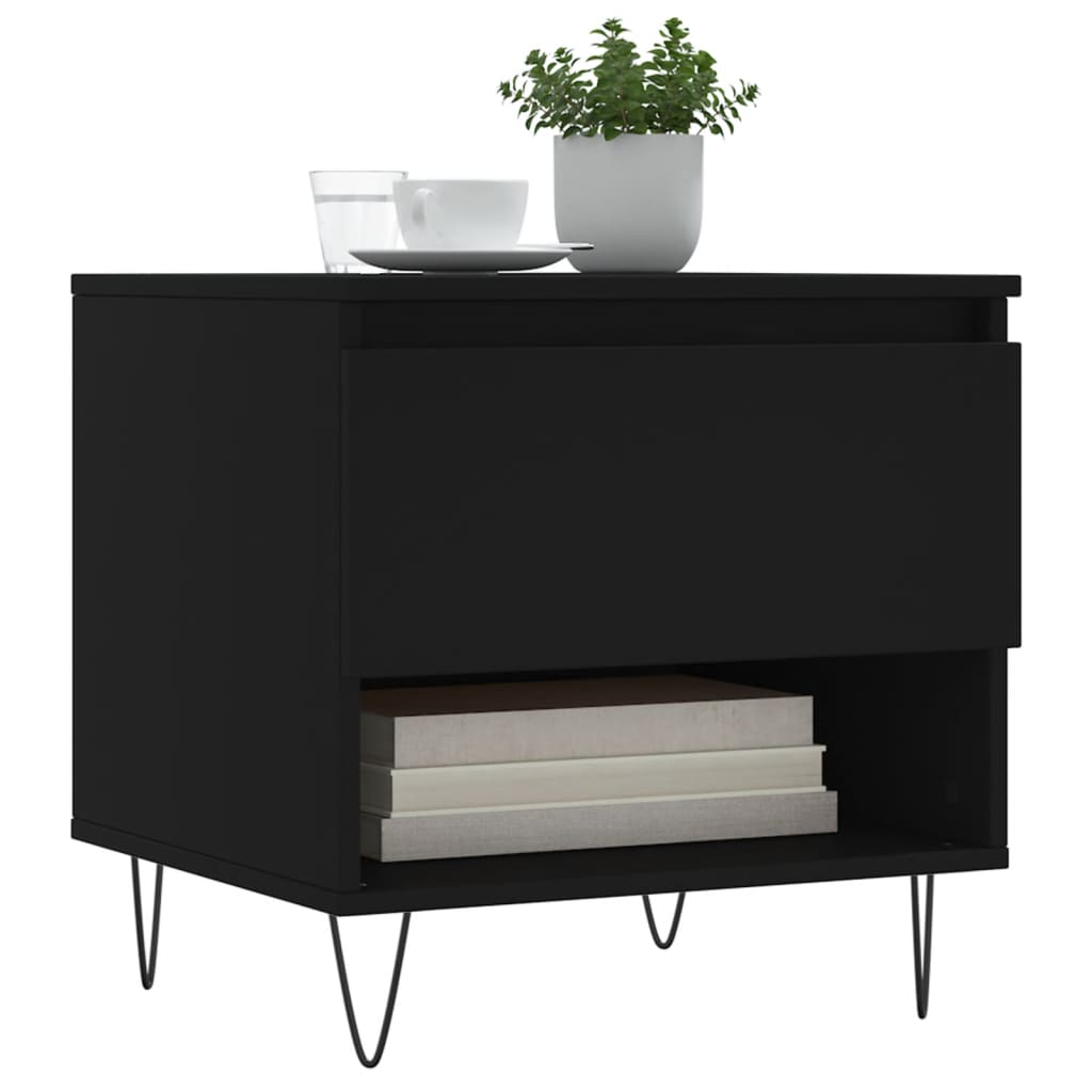 Coffee Table Black Side Drawer Storage Cabinet Bedside 50X46Cm Concrete Grey 50
