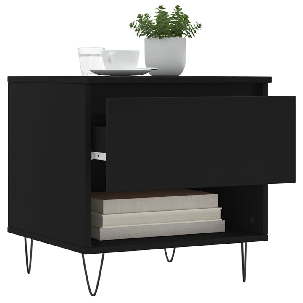 Coffee Table Black Side Drawer Storage Cabinet Bedside 50X46Cm Concrete Grey 50