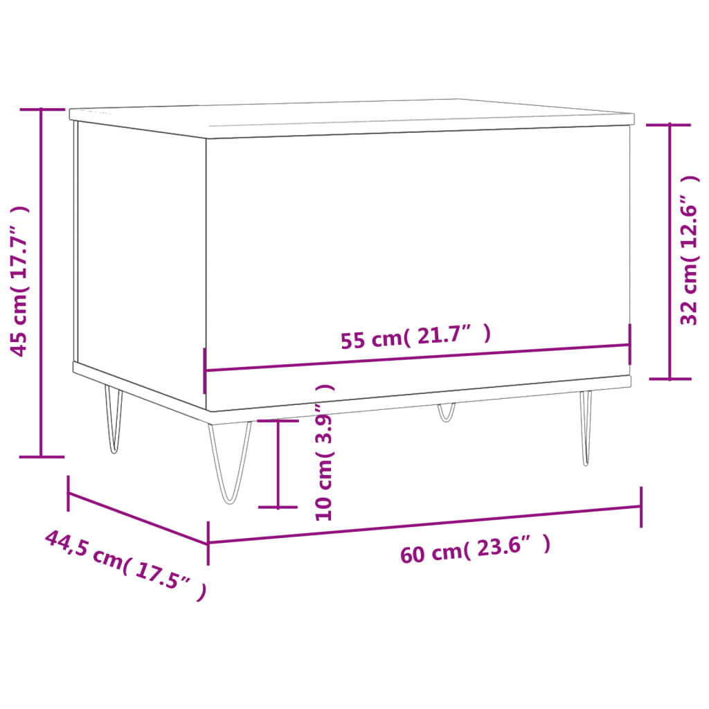 Coffee Table 60X44.5X45 Cm Engineered Wood