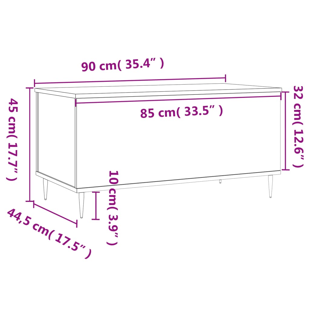 Coffee Table 90X44.5X45 Cm Engineered Wood