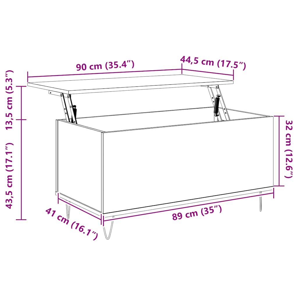 Coffee Table 90X44.5X45 Cm Engineered Wood