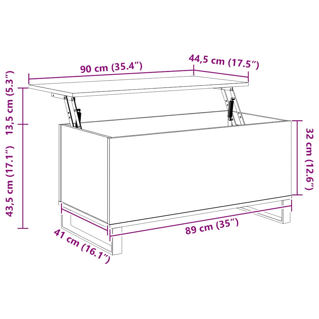 Coffee Table 90X44.5X45 Cm Engineered Wood