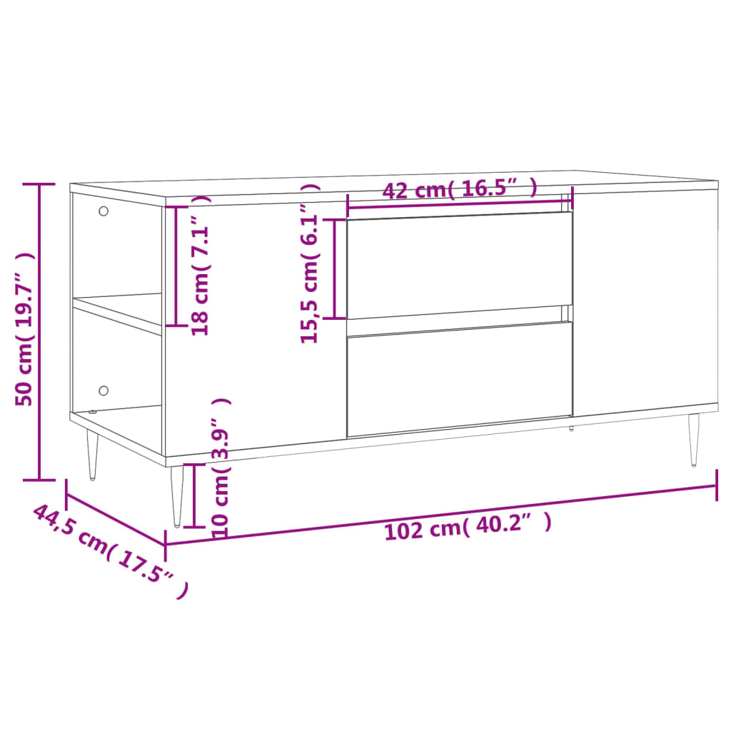 Coffee Table 102X44.5X50 Cm Engineered Wood