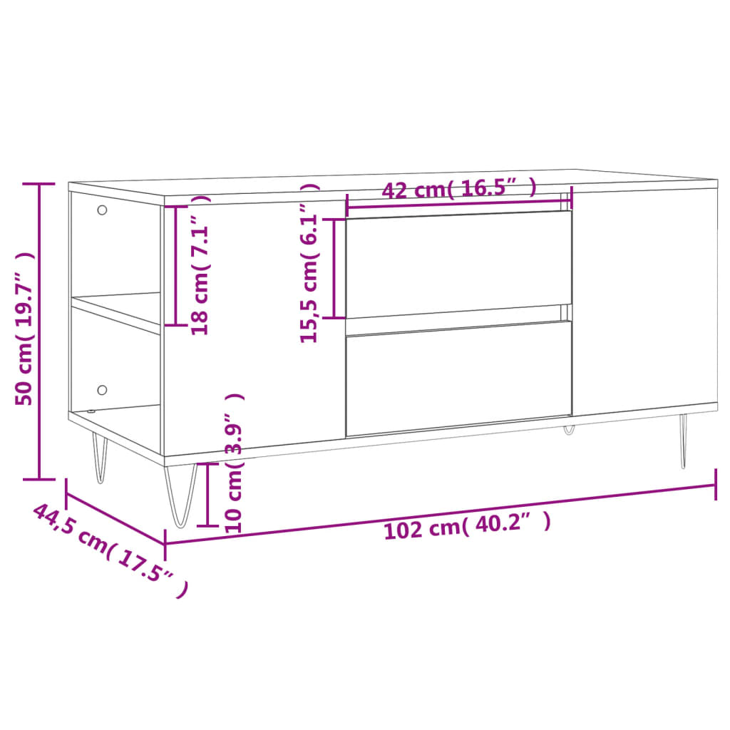Coffee Table 102X44.5X50 Cm Engineered Wood