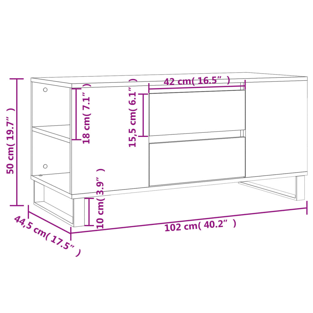 Coffee Table 102X44.5X50 Cm Engineered Wood
