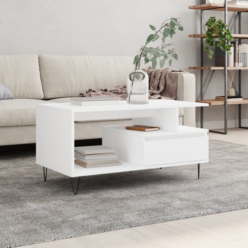Coffee Table 90X49X45 Cm Engineered Wood Black Oak Brown Oak Smoked Oak White 90