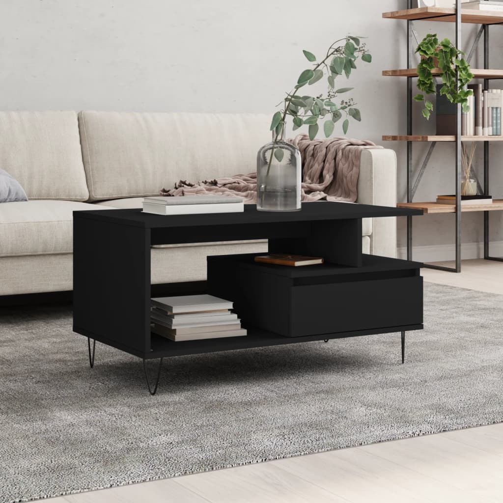 Coffee Table 90X49X45 Cm Engineered Wood Black Oak Brown Oak Smoked Oak White 90
