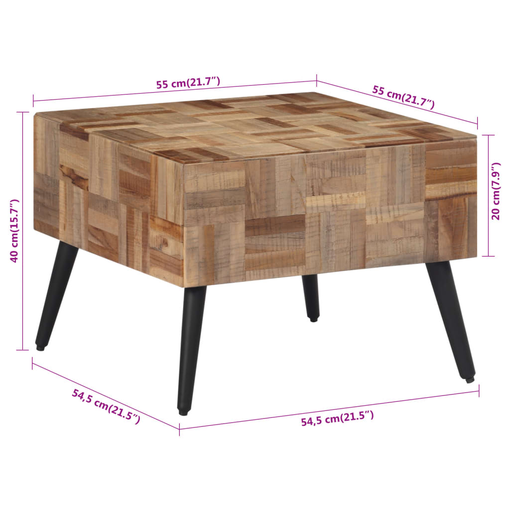End Tables Coffee Table Grey Solid Reclaimed Teak Black and grey iron 55 x 55 x