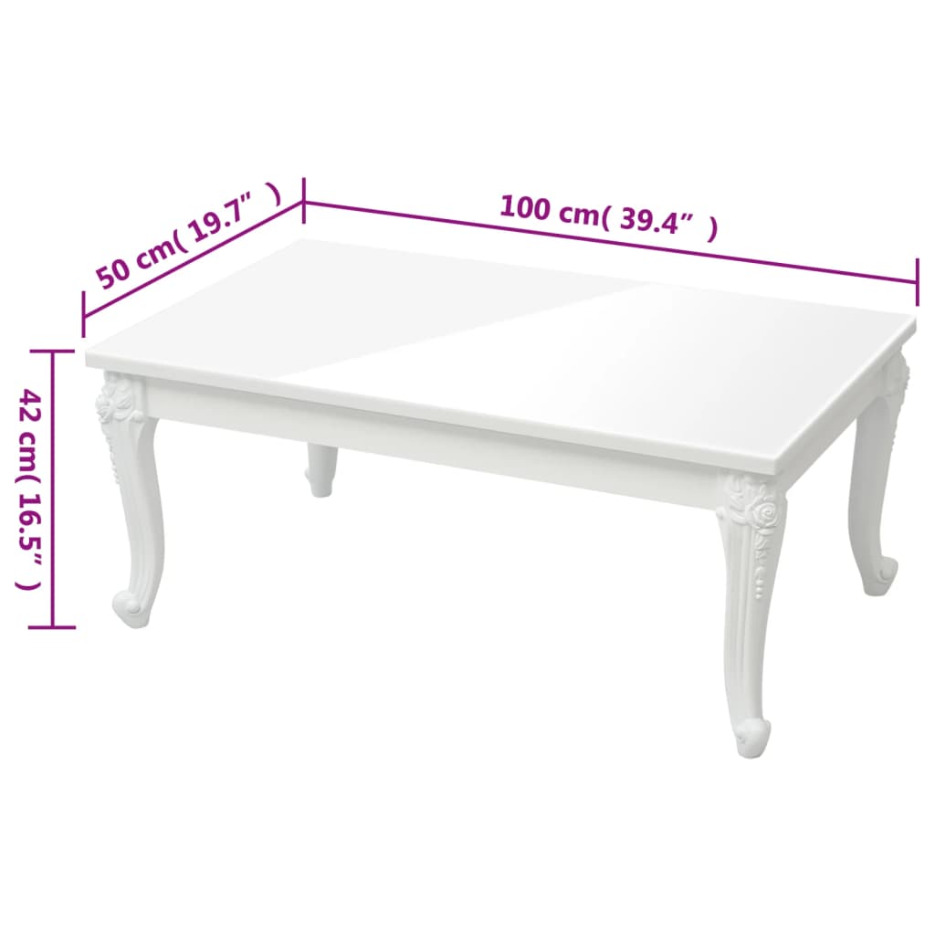 Coffee Table High Gloss White Engineered Wood