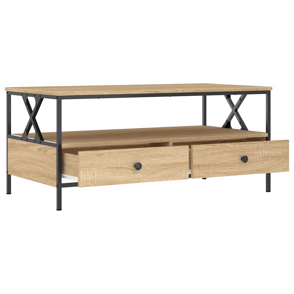 Coffee Table 100X51X45 Cm Engineered Wood Grey Sonoma Sonoma Oak Black Oak Metal