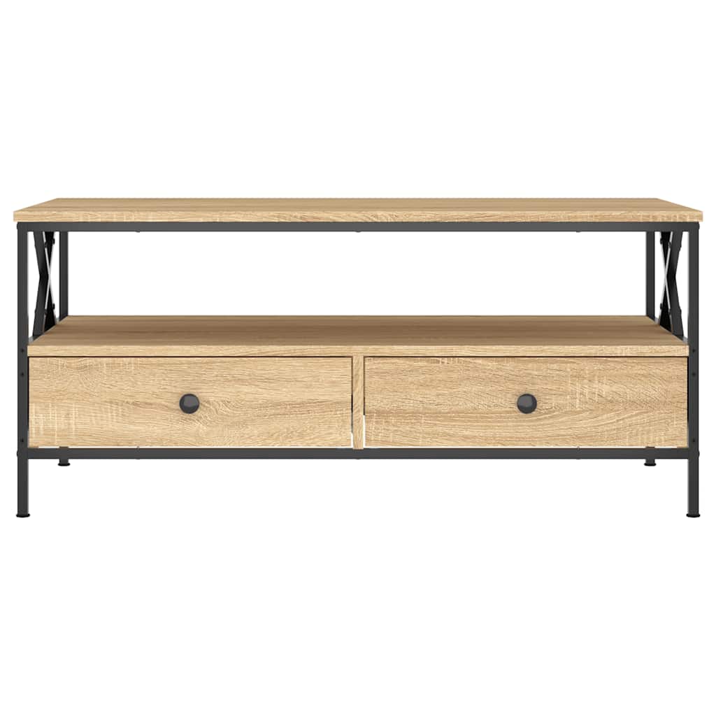 Coffee Table 100X51X45 Cm Engineered Wood Grey Sonoma Sonoma Oak Black Oak Metal