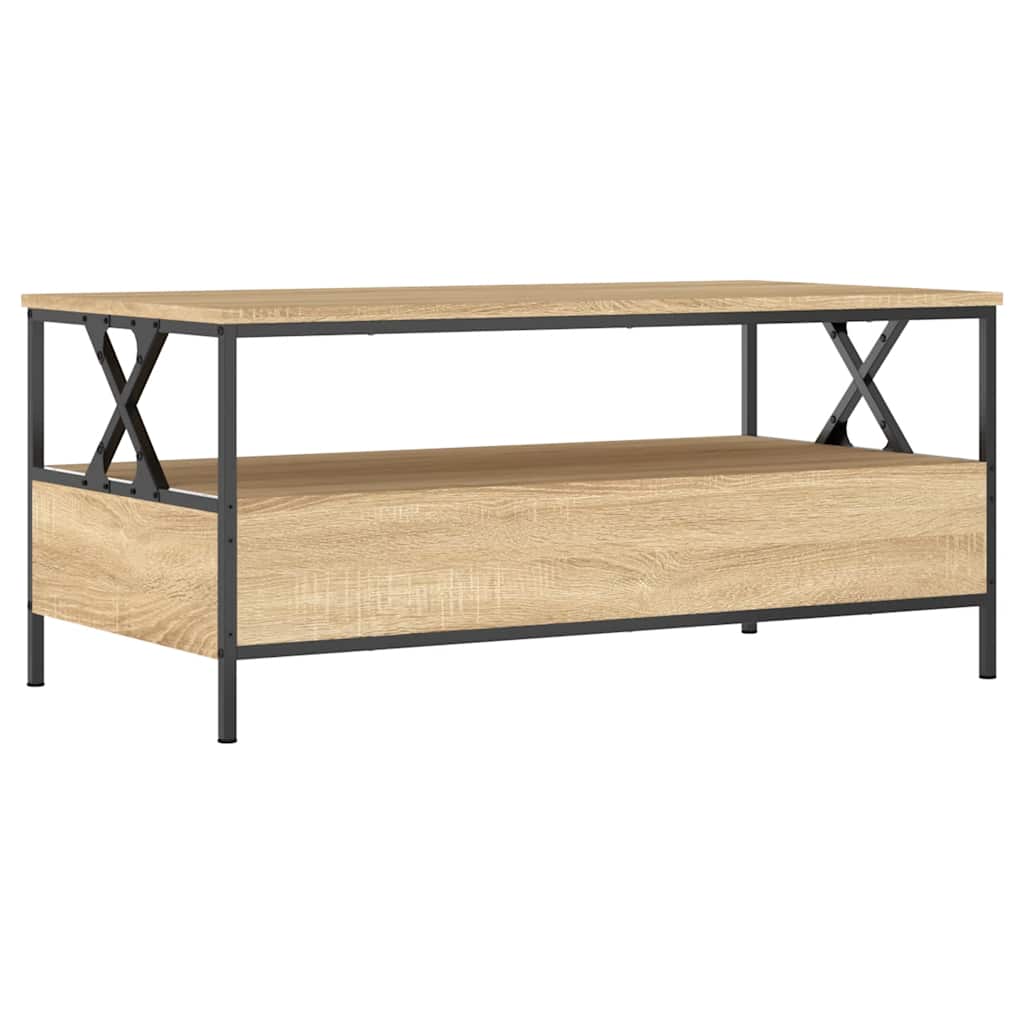 Coffee Table 100X51X45 Cm Engineered Wood Grey Sonoma Sonoma Oak Black Oak Metal