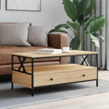 Coffee Table 100X51X45 Cm Engineered Wood Grey Sonoma Sonoma Oak Black Oak Metal