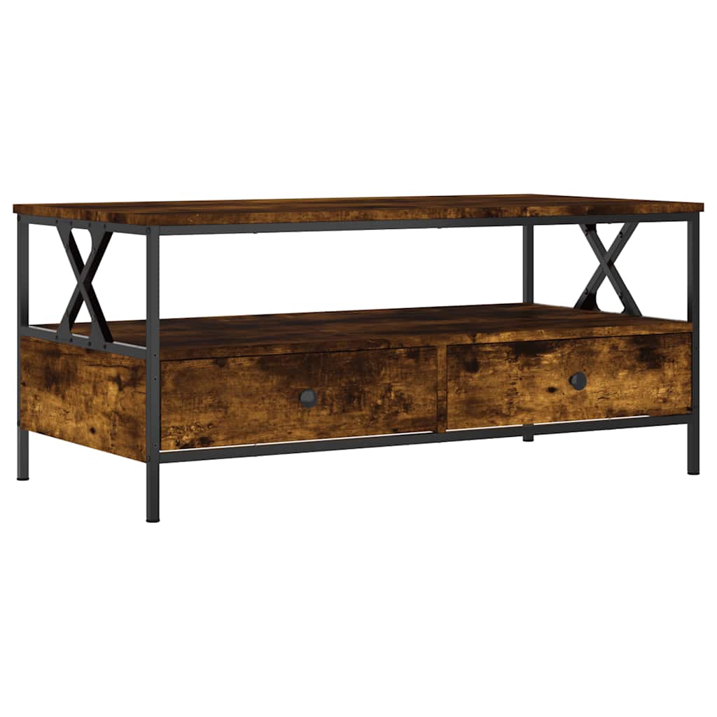 Coffee Table 100X51X45 Cm Engineered Wood Grey Sonoma Sonoma Oak Black Oak Metal