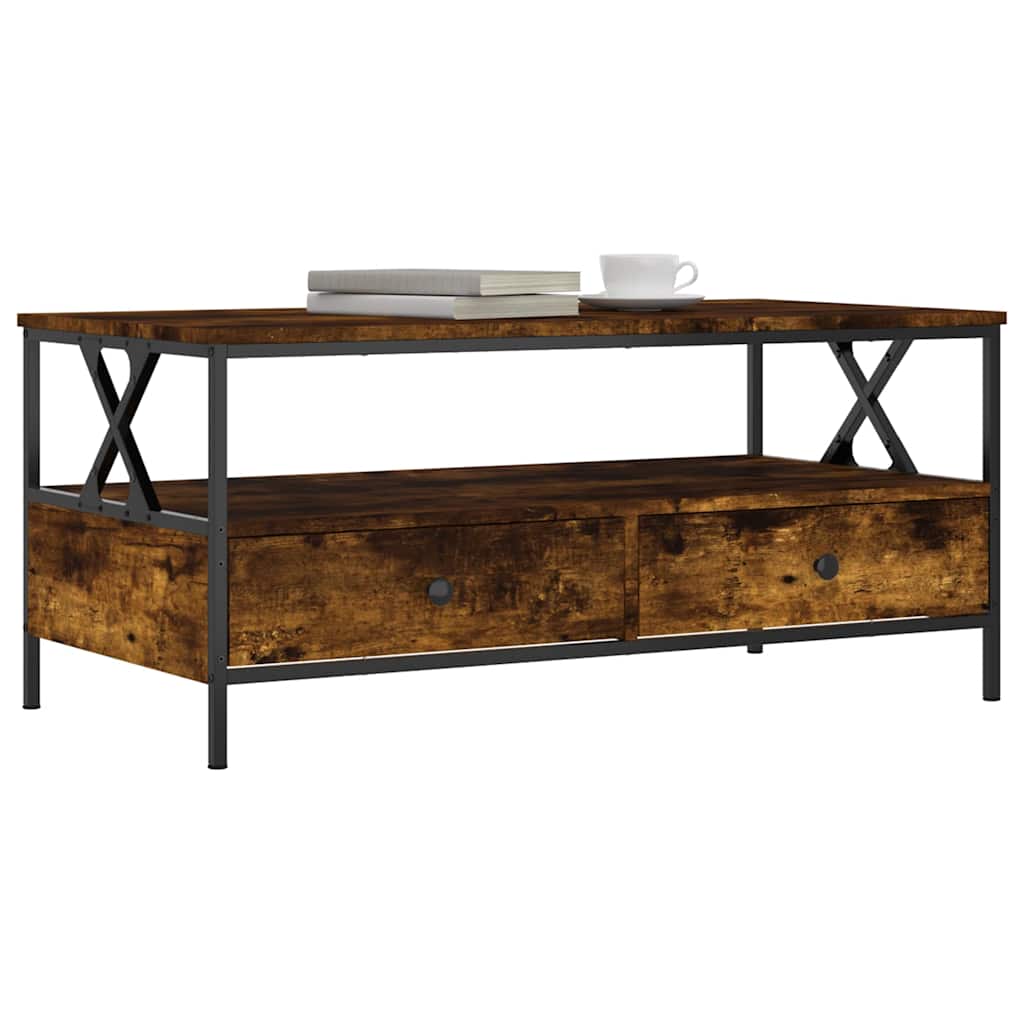 Coffee Table 100X51X45 Cm Engineered Wood Grey Sonoma Sonoma Oak Black Oak Metal