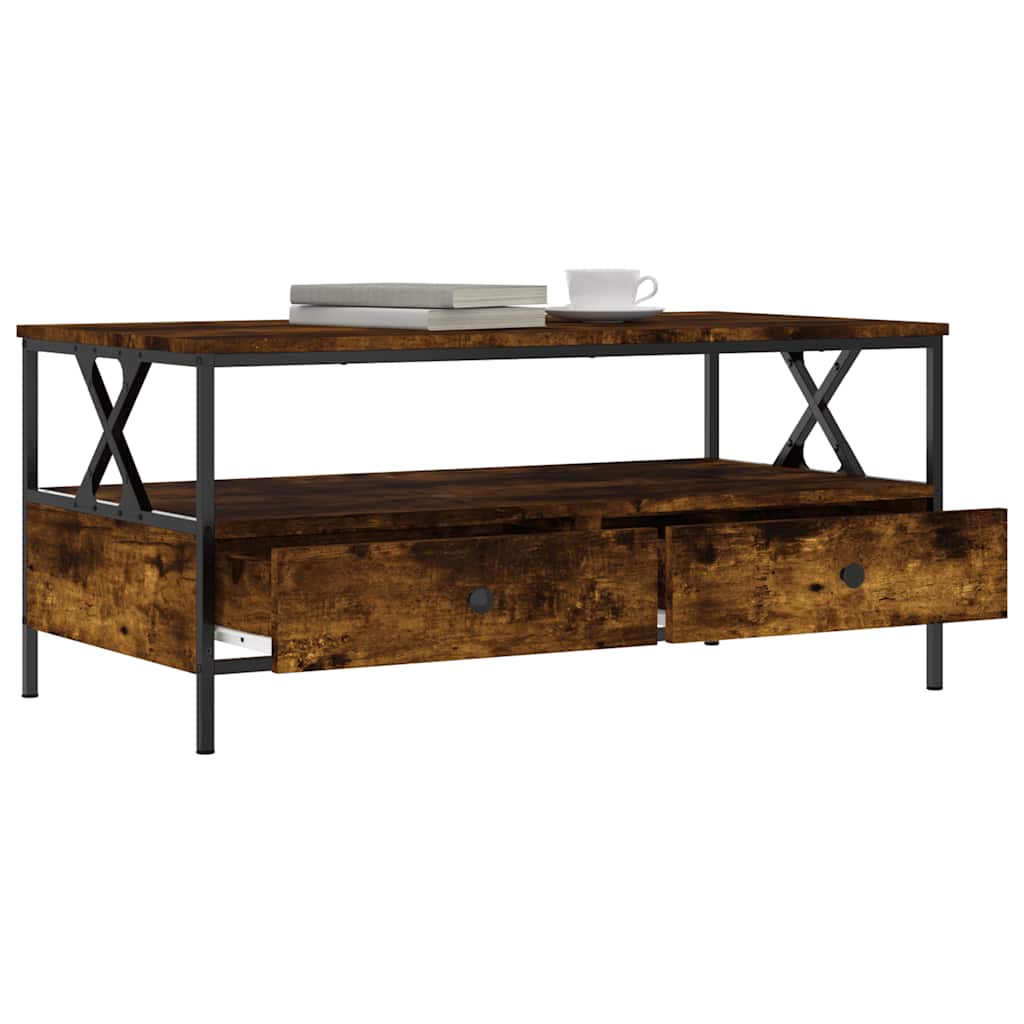 Coffee Table 100X51X45 Cm Engineered Wood Grey Sonoma Sonoma Oak Black Oak Metal
