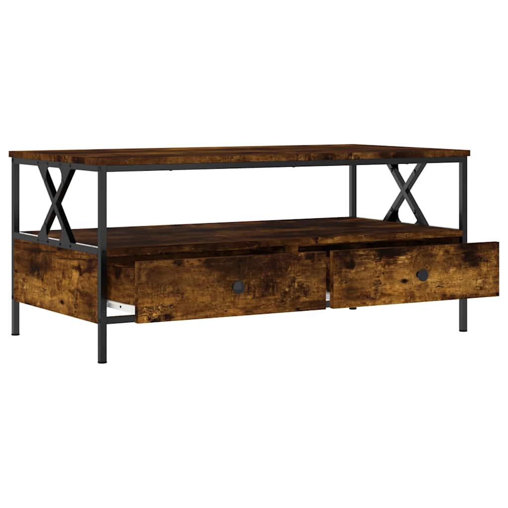 Coffee Table 100X51X45 Cm Engineered Wood Grey Sonoma Sonoma Oak Black Oak Metal