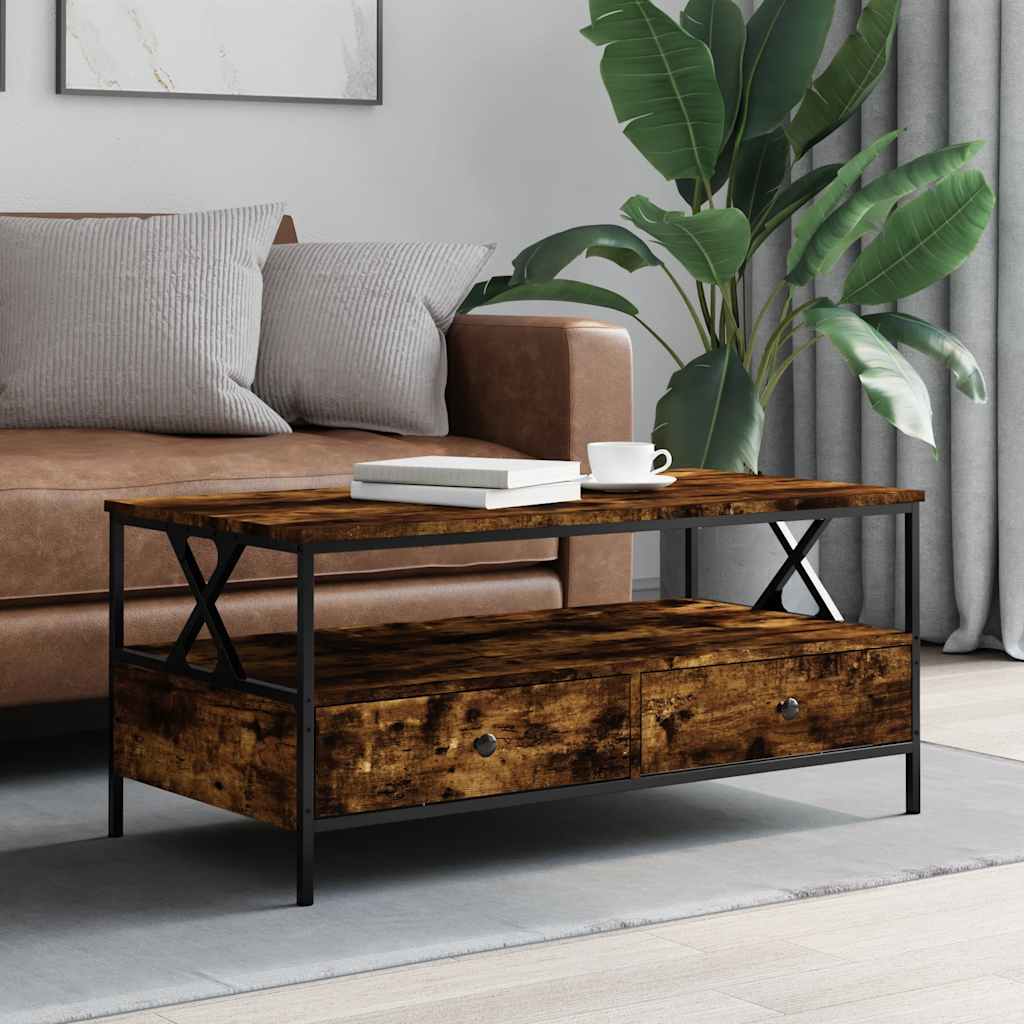 Coffee Table 100X51X45 Cm Engineered Wood Grey Sonoma Sonoma Oak Black Oak Metal